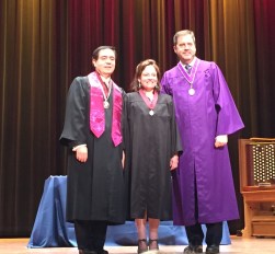 Mary Brush, Russell A. Davidson (2016 AIA National President), John Sorrenti (College of Fellows Chancellor)